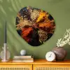 Specerijen - Explosie - Oranje Wandcirkel Organisch Plexiglas middel -sfeer2