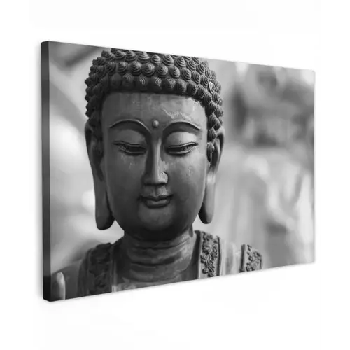 Boeddha - Grijs - Spiritualiteit - Buddha beeld - Religie Tuinposter op houten frame 2 cm dik klein -3d
