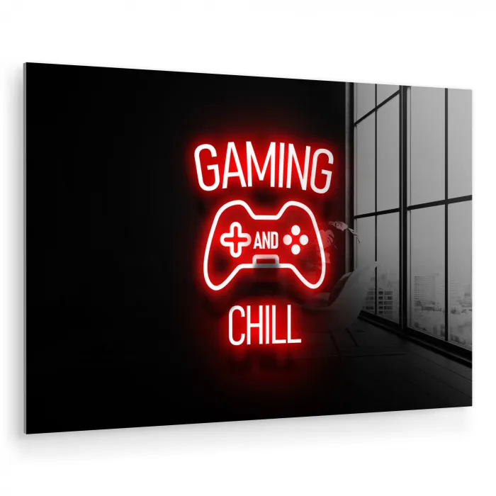 Gaming - Quotes - Gaming and chill - Neon - Rood plexiglas 5mm klein -zzzproduct_nieuw