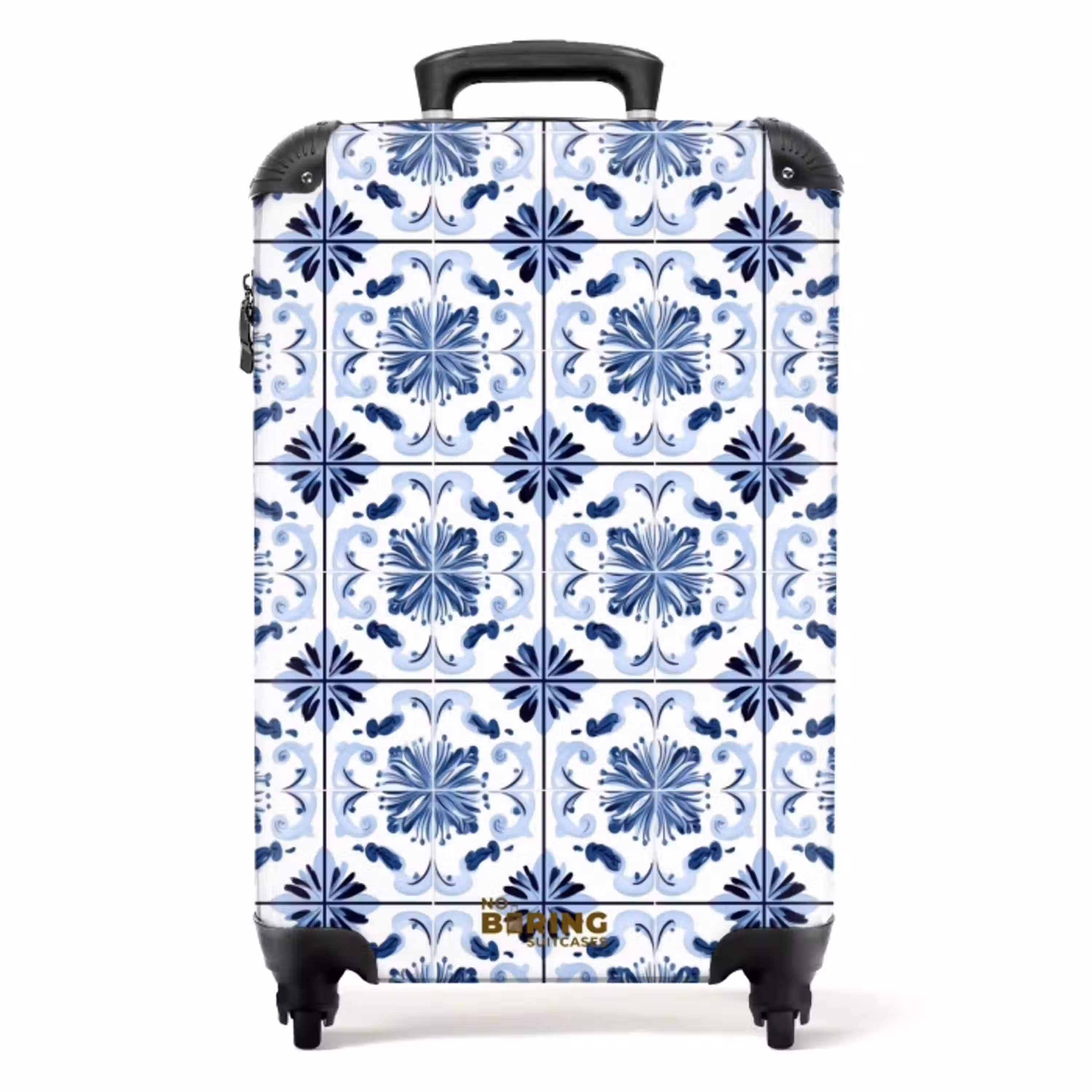 Patroon - Tegel - Blauw NBS - Handbagage koffer - Volwassenen Unisex middel -productfoto_recht