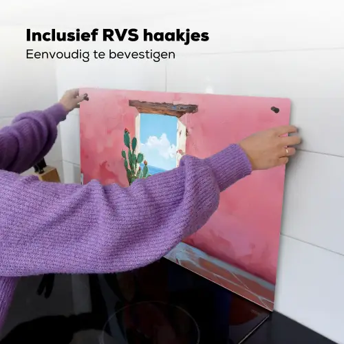Zee - Roze - Cactus Inductie beschemer met haakjes klein -ky-ophangen-nl