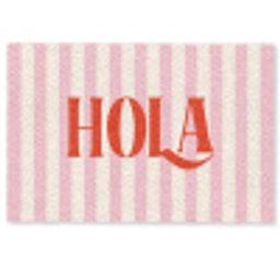 Hola - Quote -  Strepen - Pastel - Roze - Rood - Wit Deurmat klein -zkaufland3d