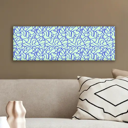 Mint - Blauw - Lijnen - Abstract canvas 2cm klein 828 -sfeer3