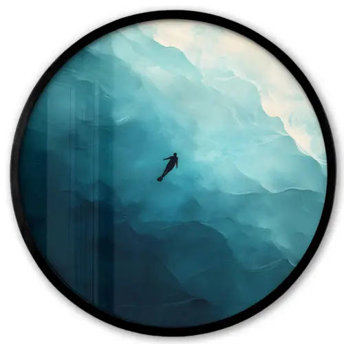 Zee - Silhouet - Abstract - Blauw Fotolijst rond zonder passe partout klein -3d