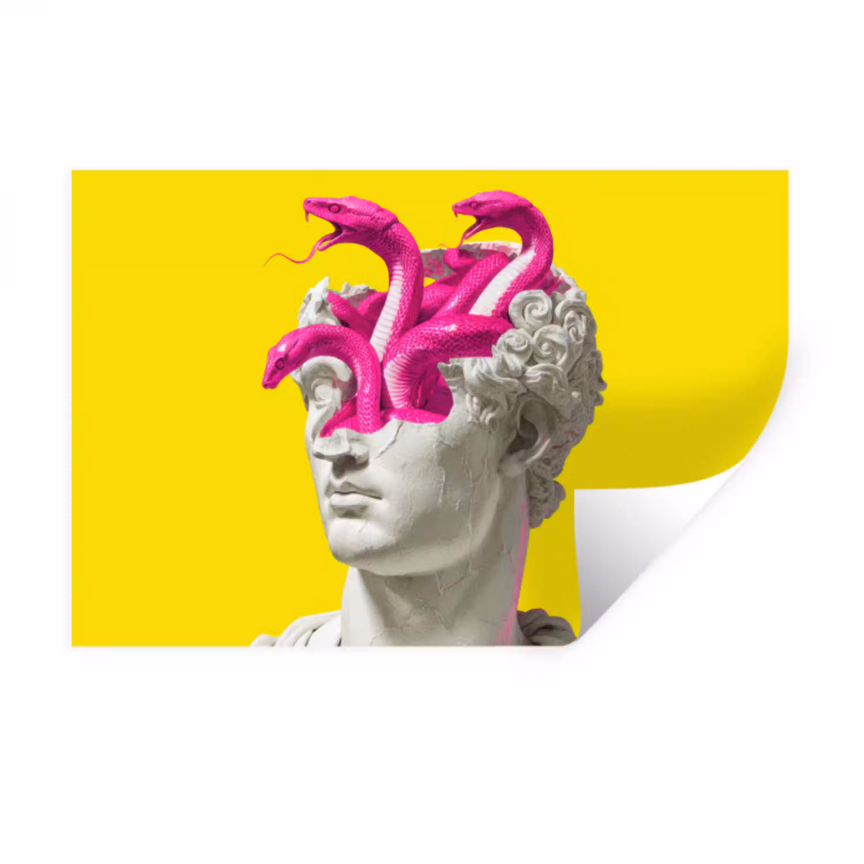 Buste - Slangen - Geel Muursticker klein -3d
