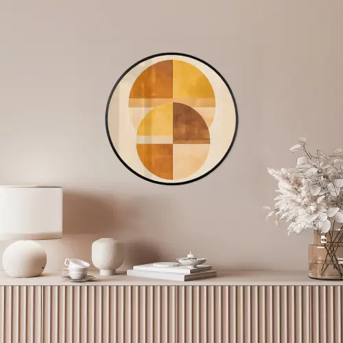 Cirkels - Geel - Minimalistisch Fotolijst rond zonder passe partout klein -sfeer3