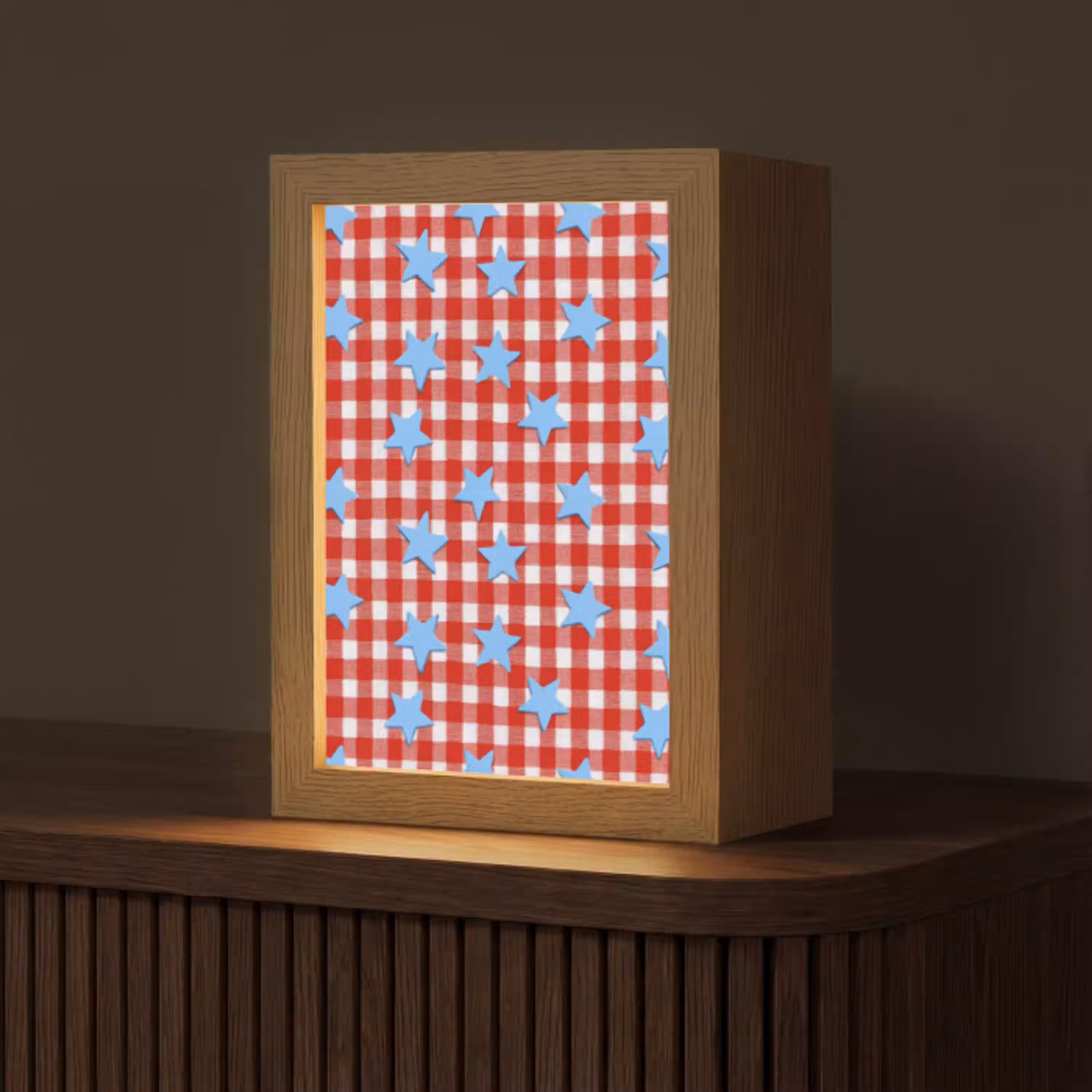 Ruit - Sterren - Rood Light Box met kabel (Tafellamp) klein 925 -z3d_website