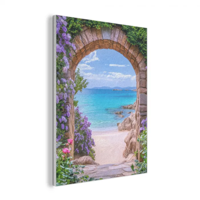 Doorkijk - Poort - Zee - Strand - Rotsen PET vilt klein -3d