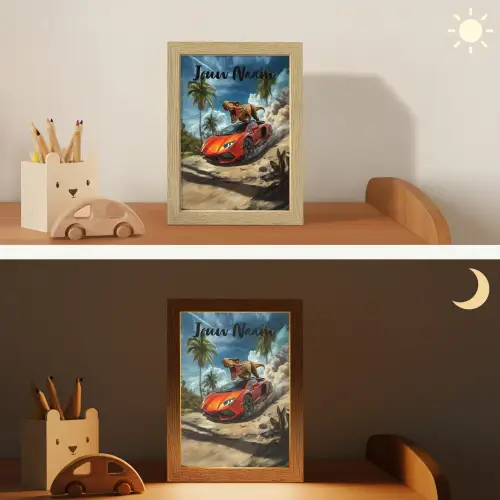 Sportauto - Rood - Dino Light Box met kabel (Kinderlampje) klein -sfeer3_kind