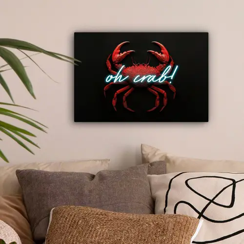 Krab - Rood - Neon - Quote canvas 2cm klein -sfeer1