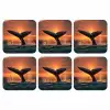 Walvis staart - Water - Zonsondergang onderzetter kurk middel -3d