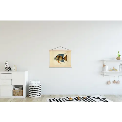 Vis - Tropisch - Strepen - Vinnen textielposter latten blank klein -kinderkamer