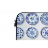 Borden - Bloemen - Patroon - Blauw laptophoes neopreen klein 279 -detail