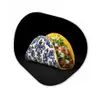 Taco - Vlees - Salade - Delftsblauw - Motief Wandcirkel Organisch Aluminium middel -3d