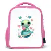 Ruimtewezentje met hartjesantennes en planeetringen Kinderrugzak - Roze middel -3d