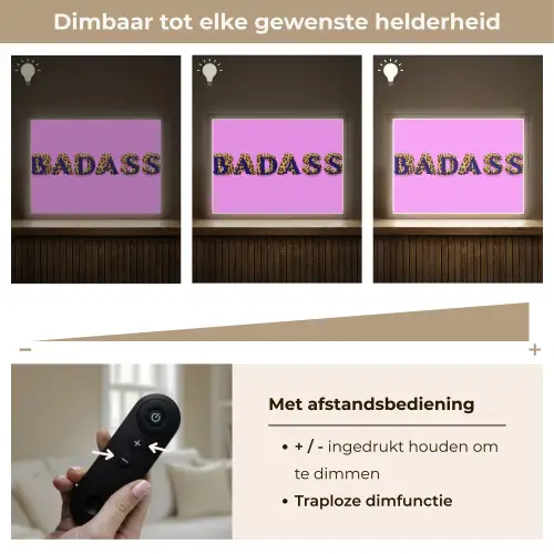 Felroze - Badass - Panterprint - Schaduw Light Box met batterij (Wandlamp) middel -USP_dimbaarNL