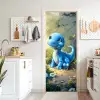 Dino - Blauw - Baby - Dinosaurus deurposter klein -sfeer5