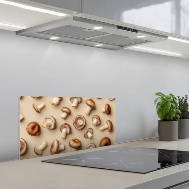 Kastanje Champignons - Beige keuken achterwand spatscherm klein -3d_schuin