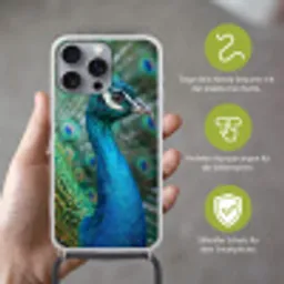 Pauw - Veren - Blauw Hoesje iPhone 16 Pro Max met koord klein -sfeer2_DE