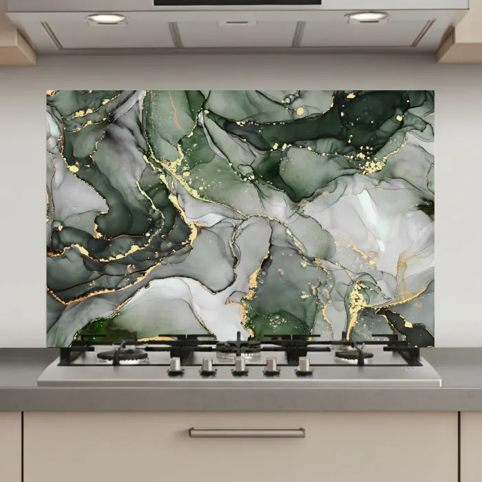 Luxe - Marmer - Groen keuken achterwand spatscherm klein -3d_website