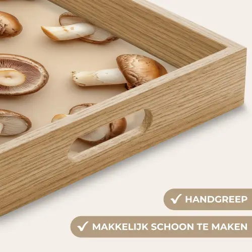 Kastanje Champignons - Beige Dienblad Rechthoek middel -USP_HandgreepNL