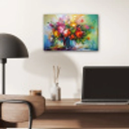 Bloemen - Kleurrijk - Bloempot - Olieverf aluminium wit klein -sfeer5