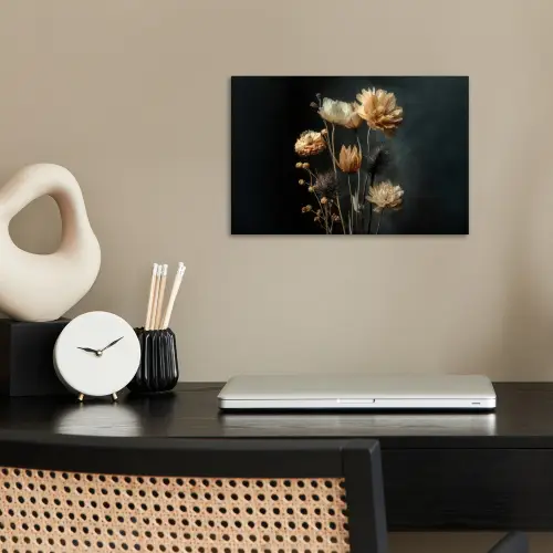 Boeket - Bloemen - Licht - Zwart poster papier klein -sfeer1
