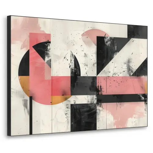 Roze - Abstract - Aesthetic - Modern - Vormen Textielframe zwart klein -3d