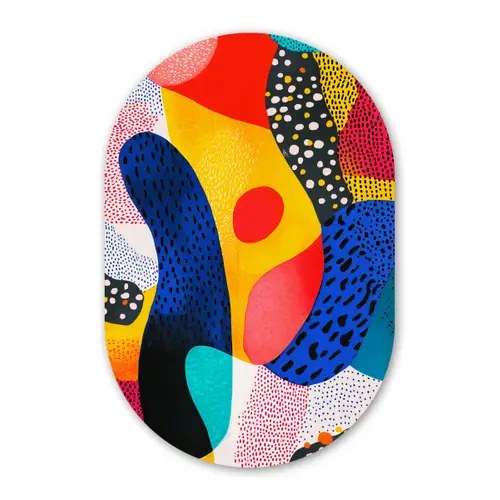 Vormen - Abstract - Stippels - Blauw Wandcirkel Ovaal Forex klein -3d