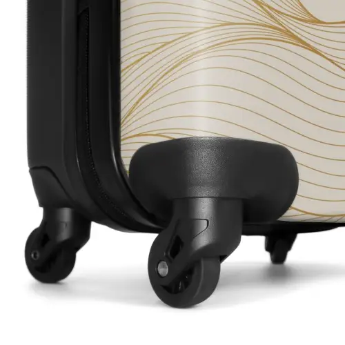 Minimal - Licht beige met gouden strepen NBS - Handbagage koffer - Unisex middel -wiel