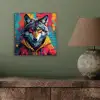 Graffiti - Wolf - Street art - Blauw aluminium wit klein -sfeer2