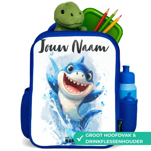 Haai - Tanden - Water Kinderrugzak - Blauw middel -inhoud_NL