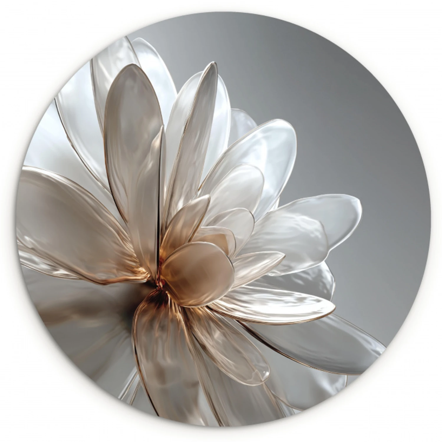 Bloem - Wit - Neutraal Wandcirkel kunststof plaat 5mm dik klein -3d