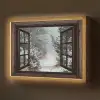 Bos - Winter - Bomen - Natuur - Pad - Doorkijk Light Box met batterij (Wandlamp) middel -z3d_website