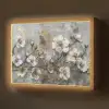 Bloemen - Wit - Grijs - Goud - Luxe Light Box met batterij (Wandlamp) middel -z3d_website