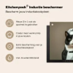 Kat - Kokskleding - Zwart - Wit Inductie beschermer vinyl 3mm middel -zzzzzzusp-haakje_NL