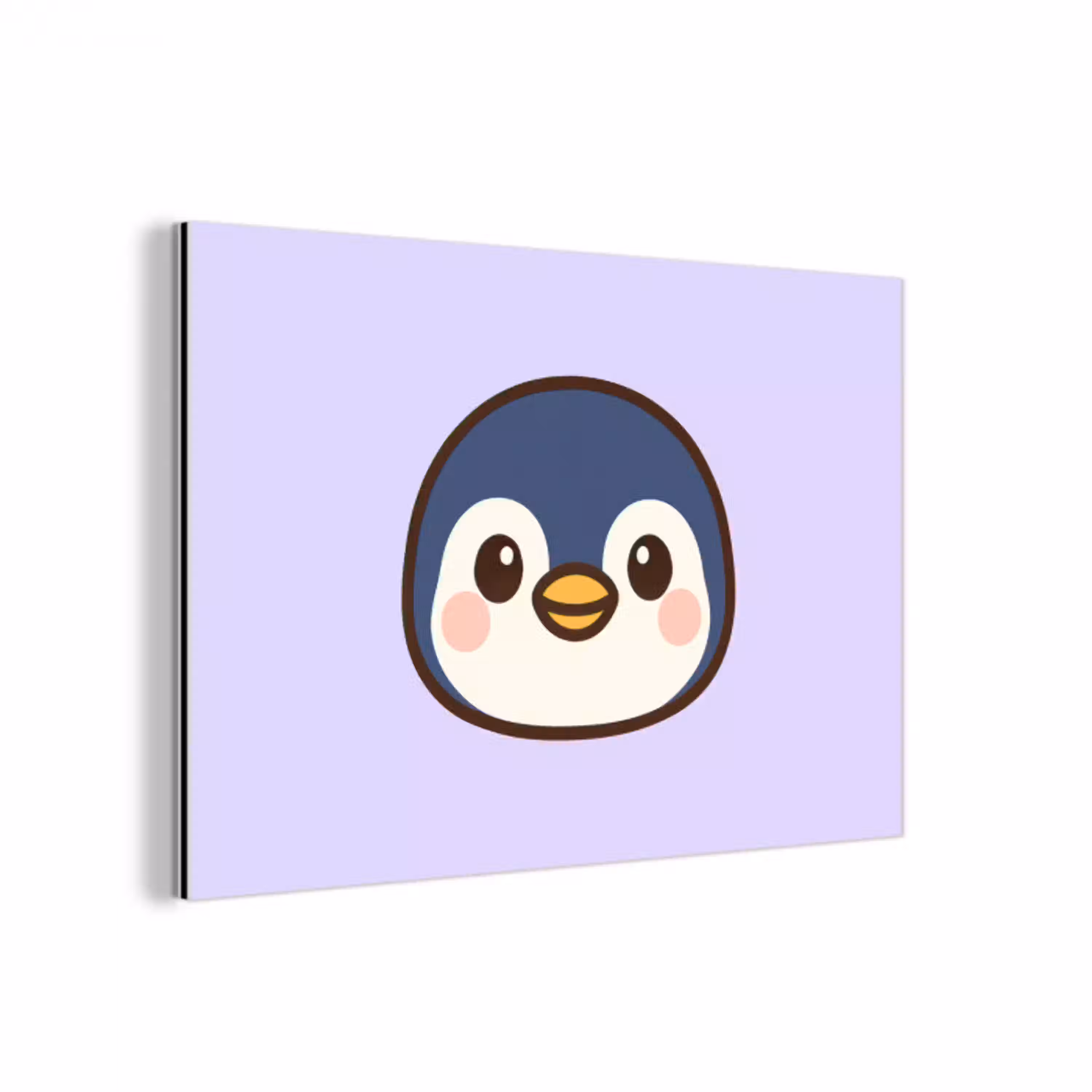 Pinguïn - Paars - Schattig aluminium wit klein -3d