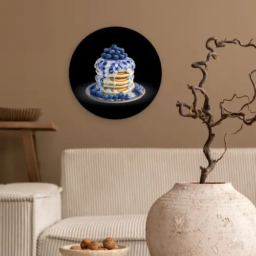Pannenkoeken - Blauwe Bessen - Bord Wandcirkel plexiglas klein -sfeer1