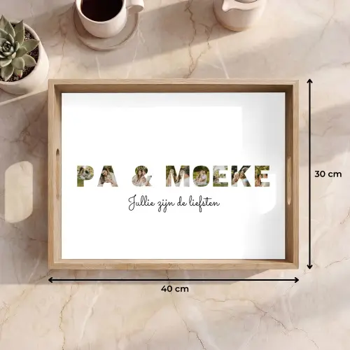 Pa & Moeke - Lettercollage Dienblad Rechthoek middel -USP_Formaat