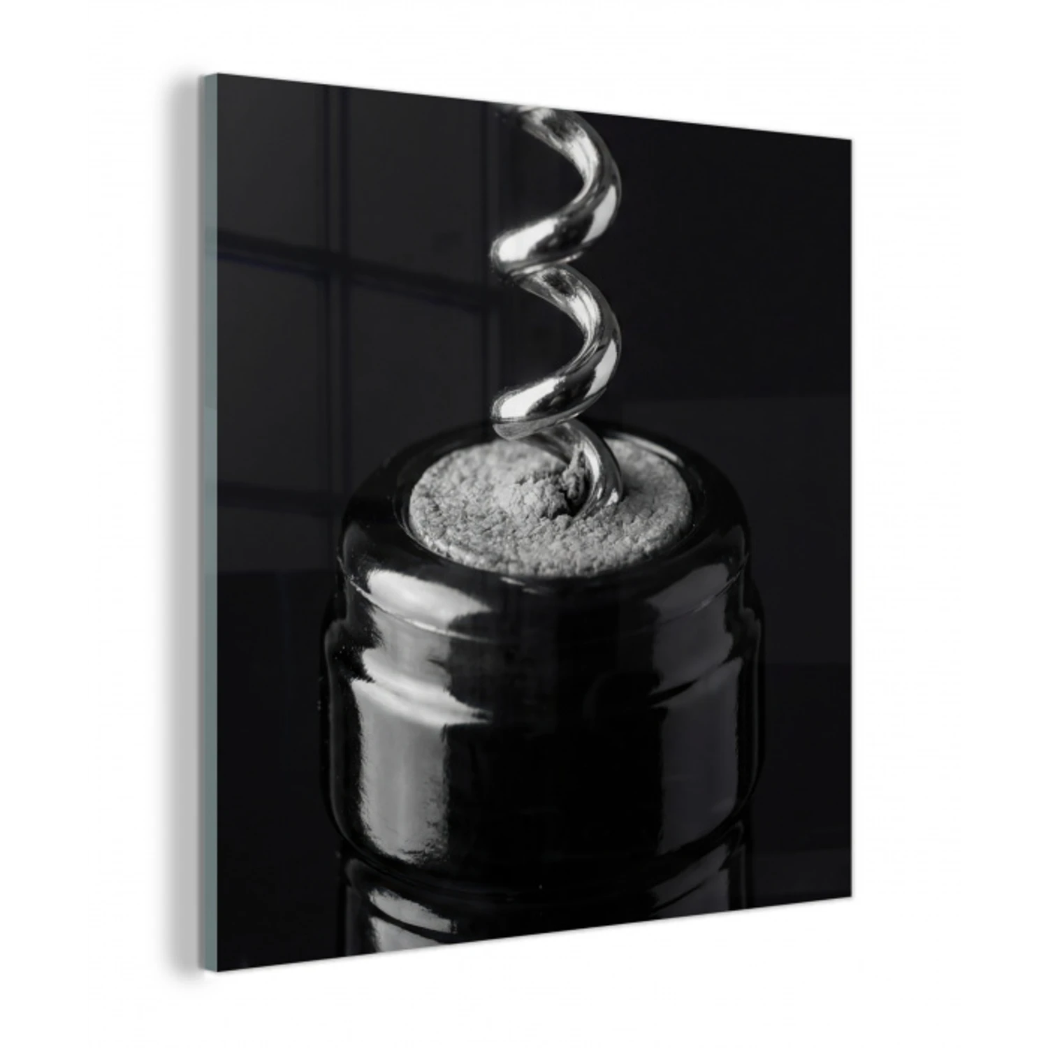 Kurkentrekker - Wijn - Zwart - Wit plexiglas 5mm klein -z3d