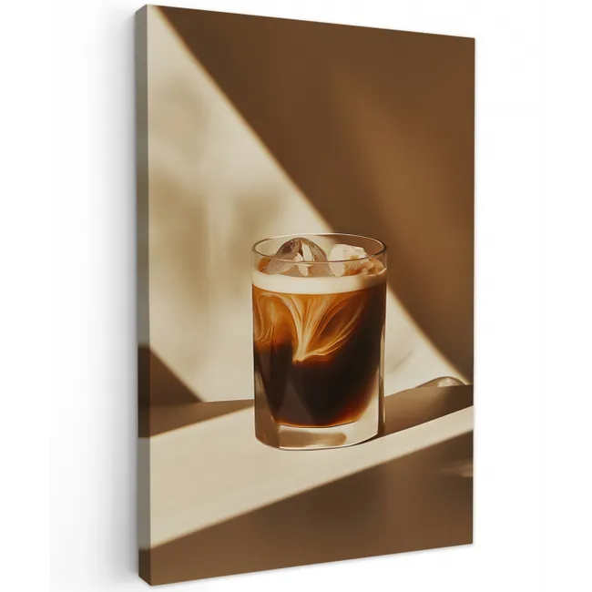 Glas - Ijskoffie - Schaduw - Bruin canvas 2cm klein -z3d