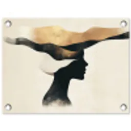 Vrouw - Golven - Zwart tuinposter los doek klein -3d