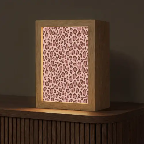 Luipaard - Patroon - Roze Light Box met kabel (Tafellamp) klein 925 -z3d_website