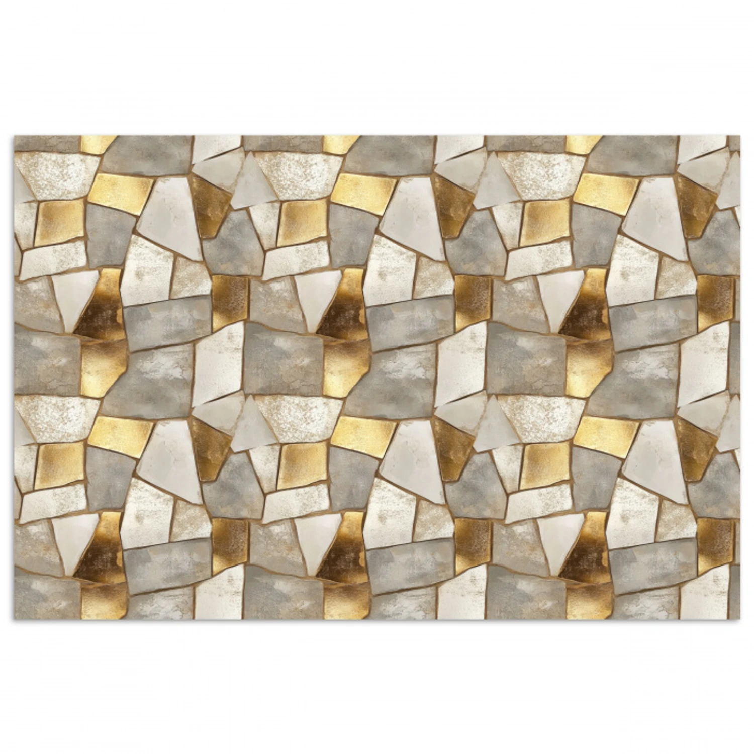 Mozaïek - Marmer - Goud poster papier klein 62 -3d