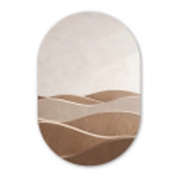 Abstract - Golven - Modern - Beige Wandcirkel Ovaal Aluminium middel -3d