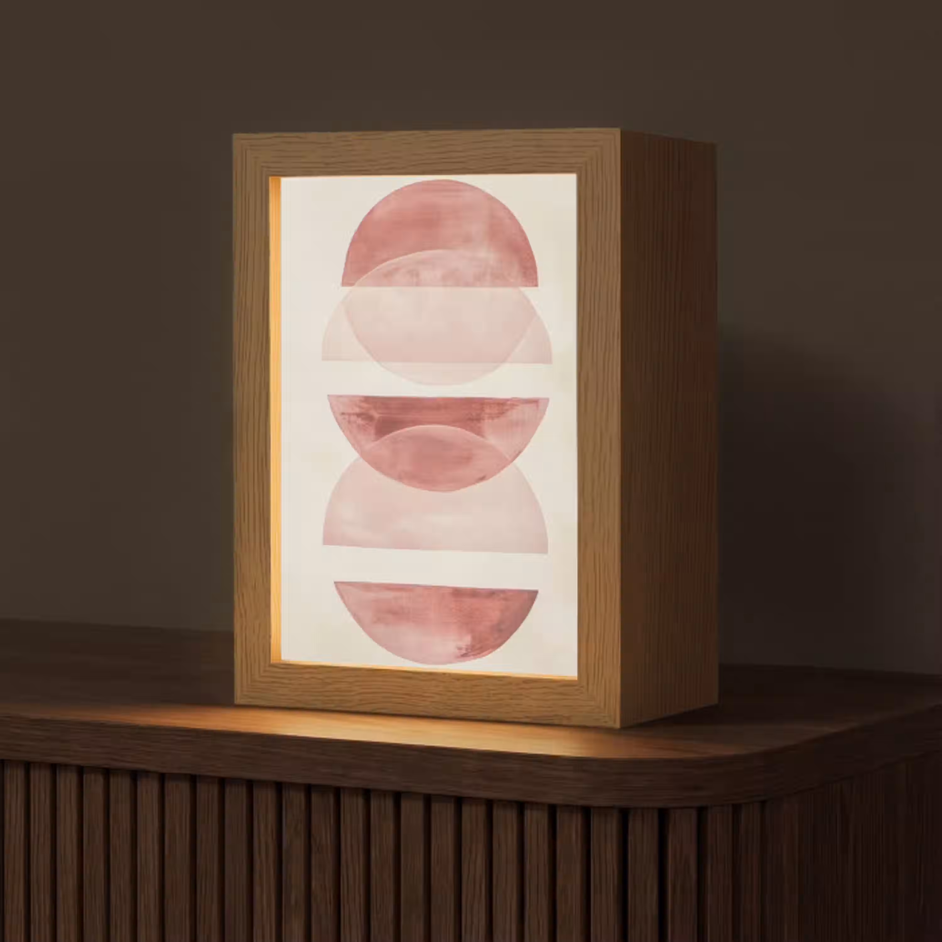 Minimalistisch - Cirkels - Roze Light Box met kabel (Tafellamp) klein -z3d_website