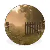 Hek - Natuur - Mist - Veld Wandcirkel aluminium klein -3d