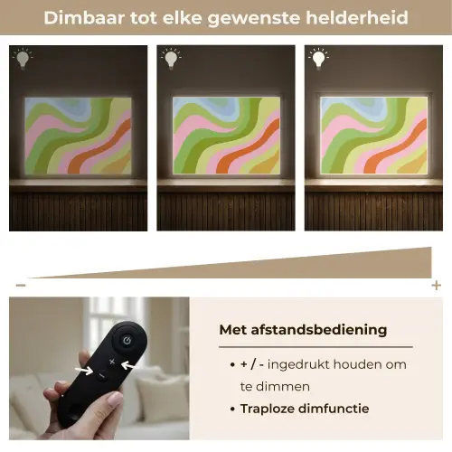 Lijnen - Pasteltinten - Golvend Light Box met batterij (Wandlamp) middel -USP_dimbaarNL