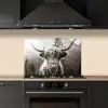 Schotse hooglander - Koe - Dieren - Zwart - Wit keuken achterwand spatscherm klein -sfeer1