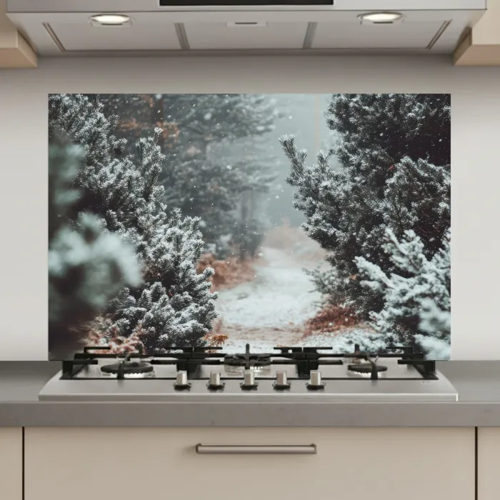 Bos - Winter - Bomen - Natuur - Pad - Sneeuw keuken achterwand spatscherm klein -3d_website